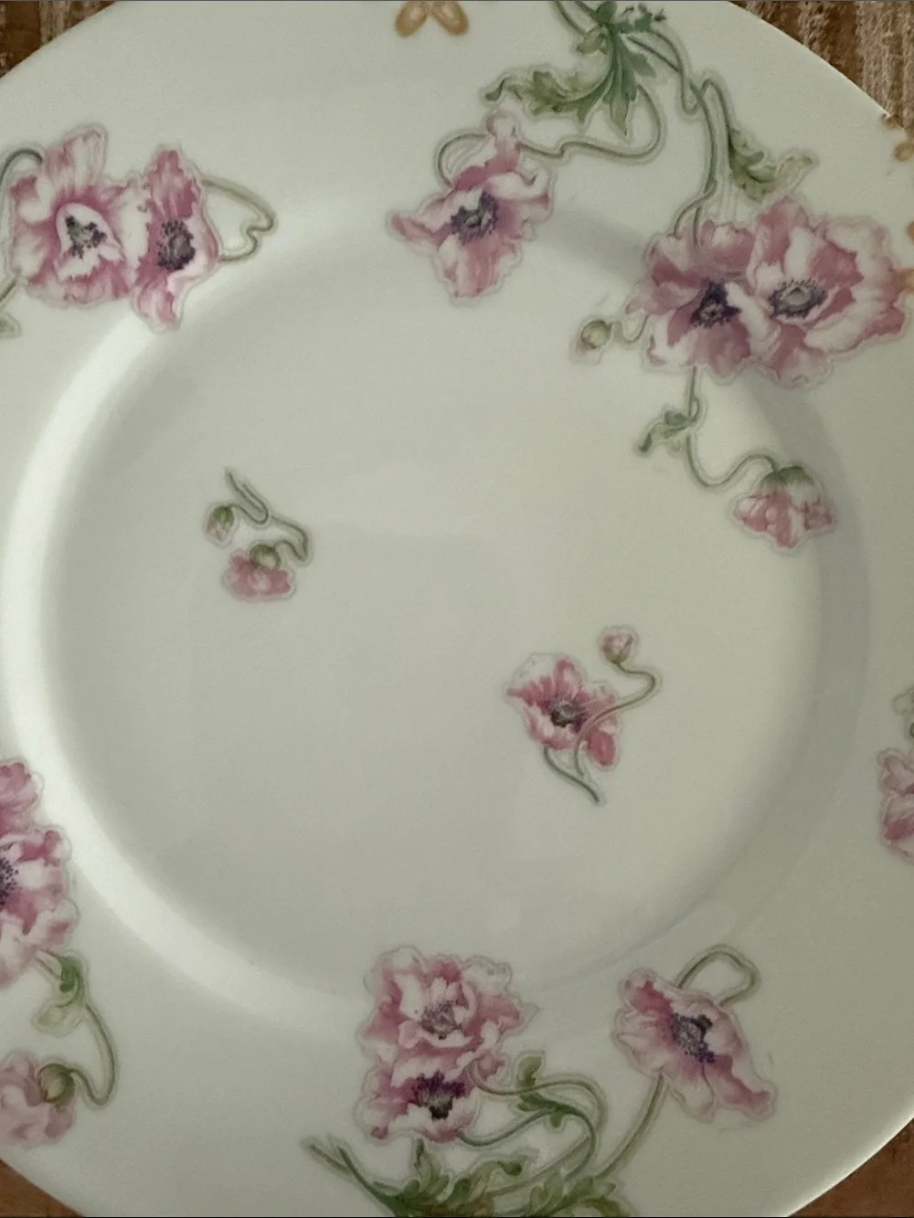 Theodore HAVILAND Limoges Dinner Plate Pink Poppies 9.5” Scalloped Antique
